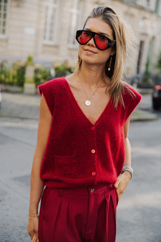 Les Jumelles Bonnie gilet cherry red