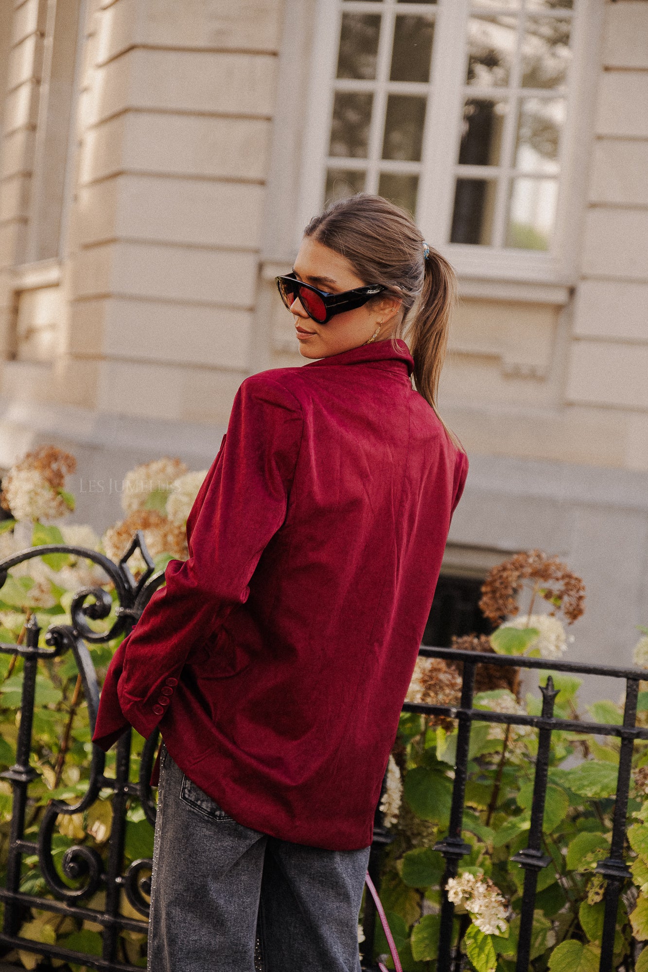 Bree suede blazer burgundy