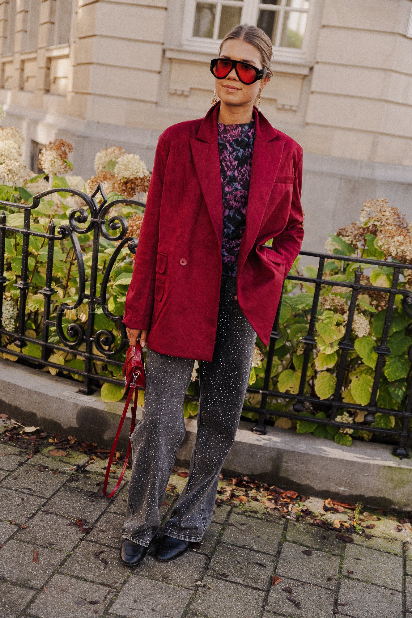 Bree suede blazer burgundy