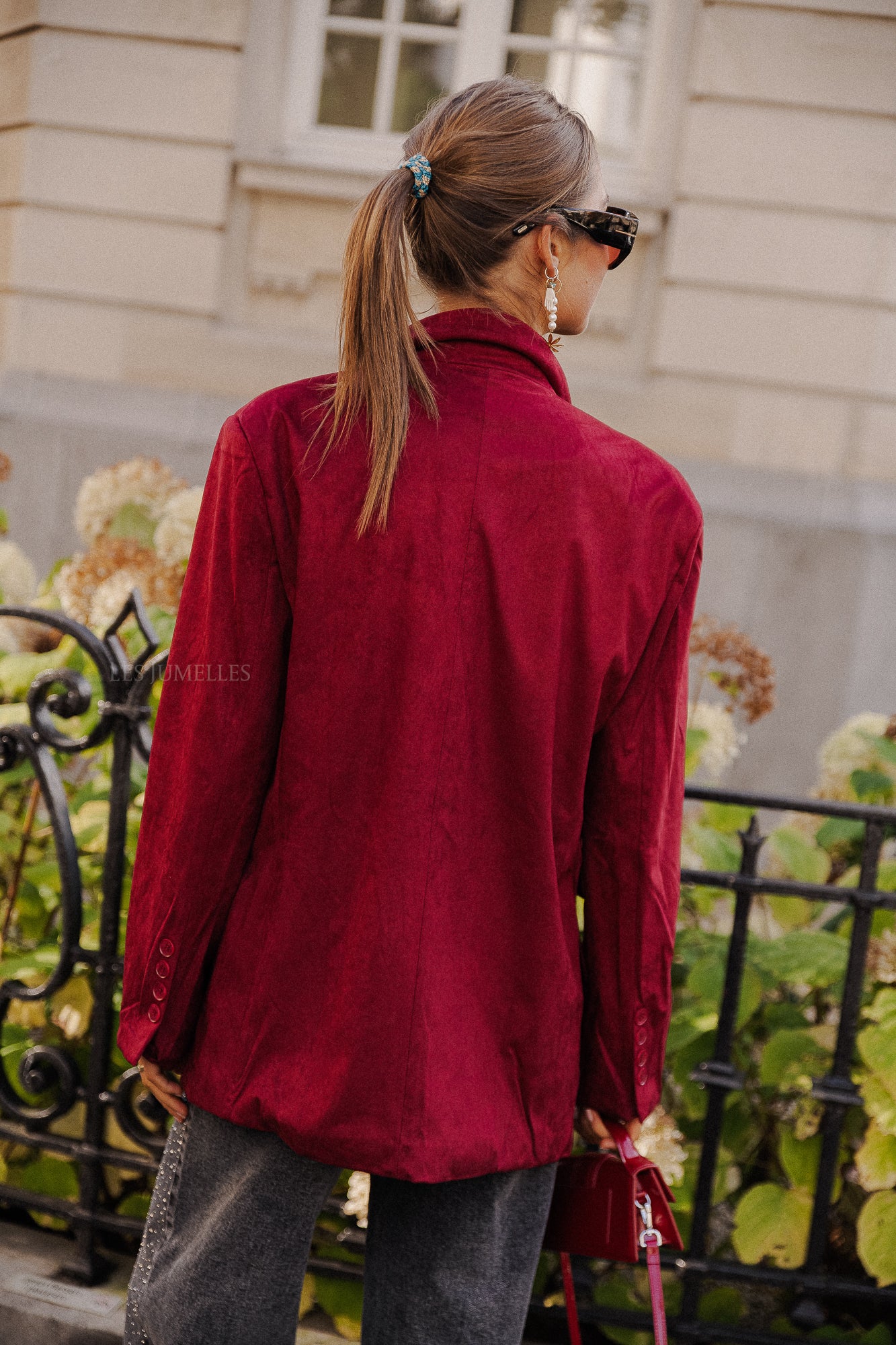 Bree suede blazer burgundy