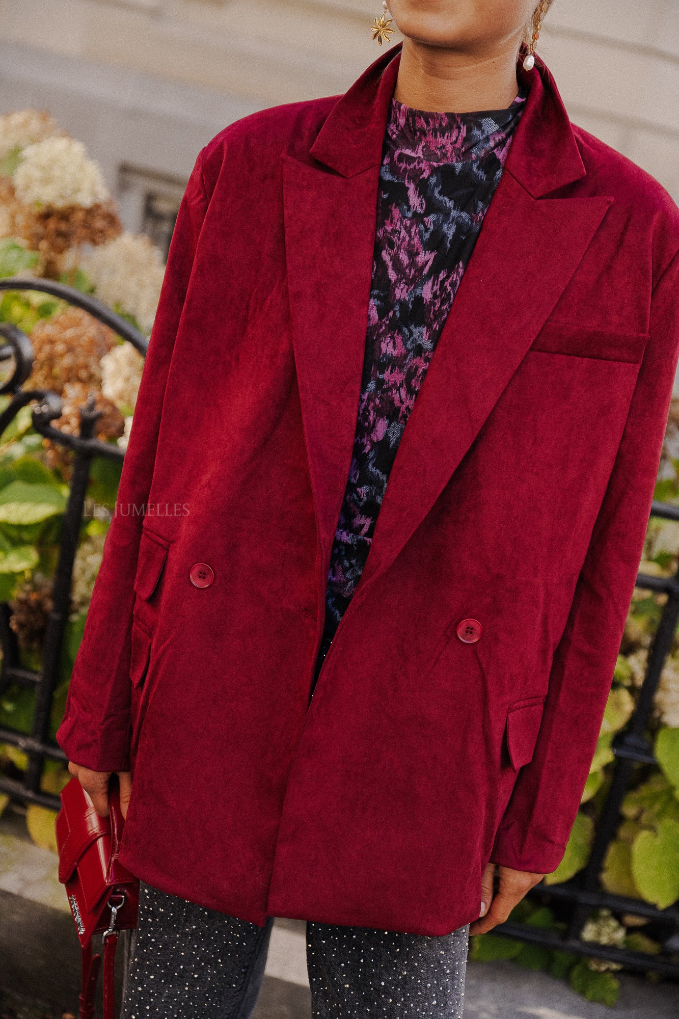 Bree suede blazer burgundy