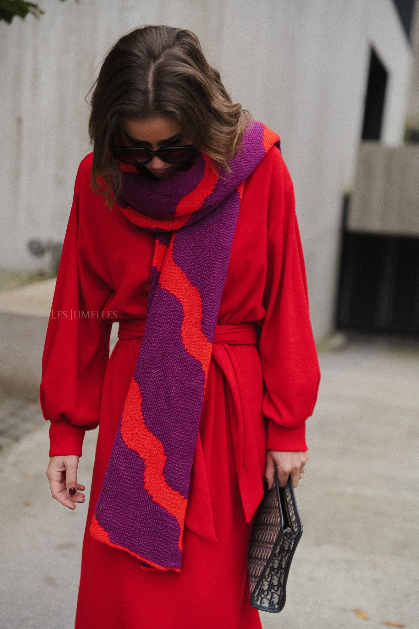 Noa scarf plum/fiery red