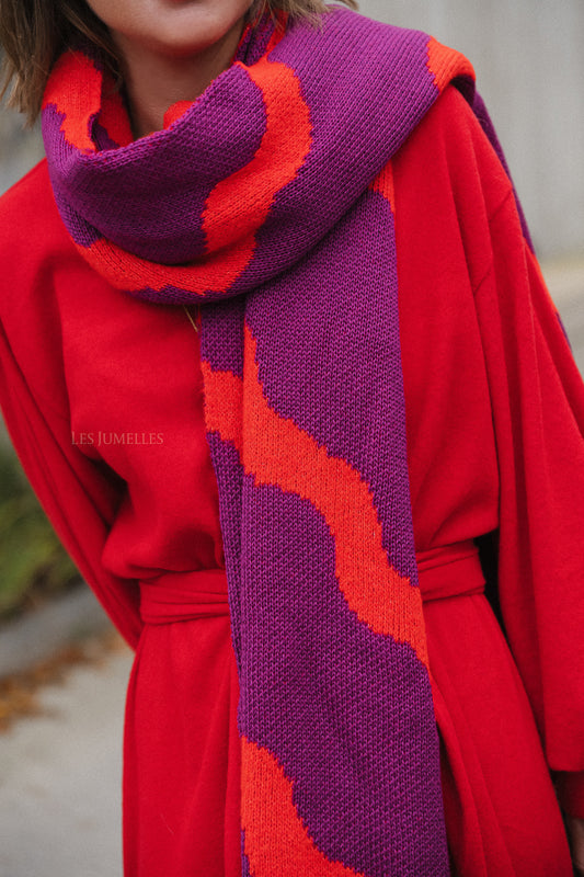 Les Jumelles Noa scarf plum/fiery red