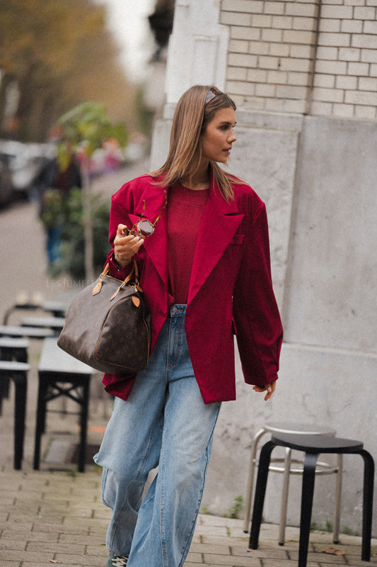 Les Jumelles Clara oversized blazer cherry red