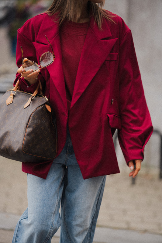 Les Jumelles Clara oversized blazer cherry red