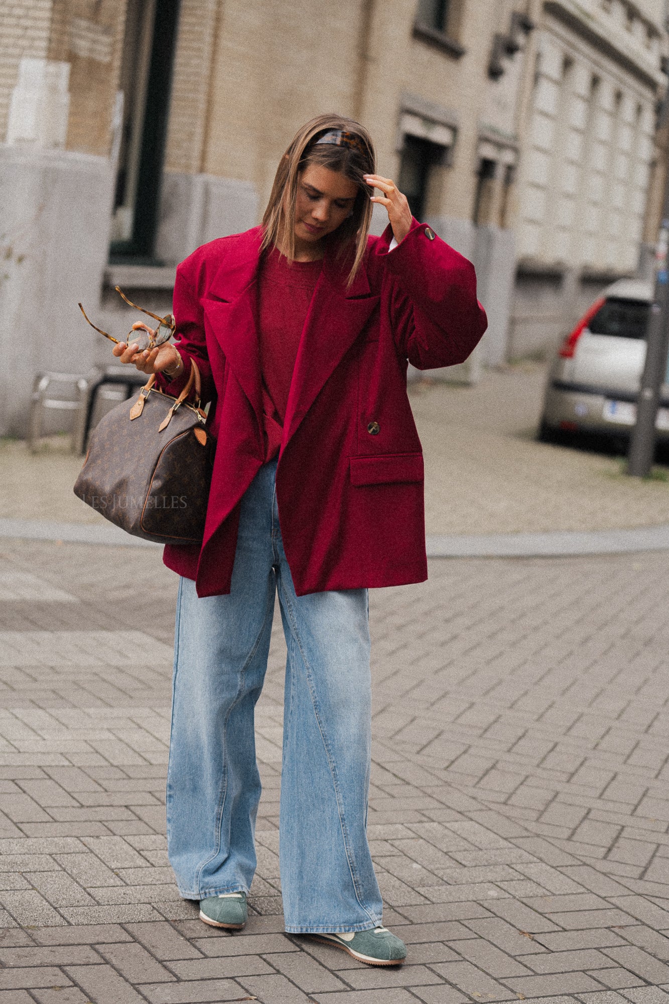 Clara oversized blazer cherry red