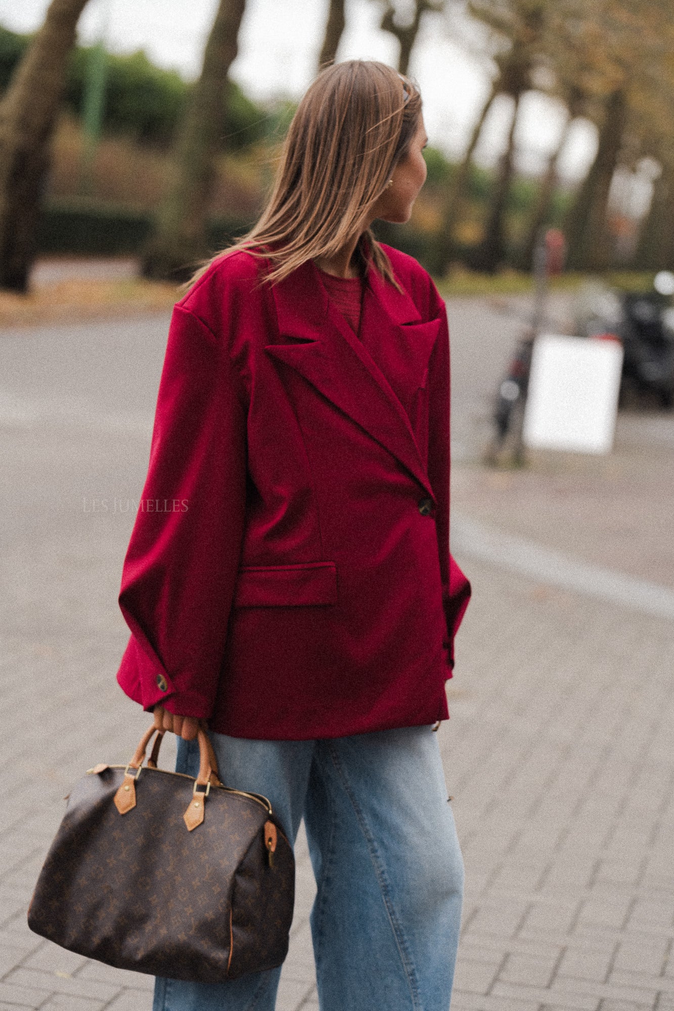 Clara oversized blazer cherry red