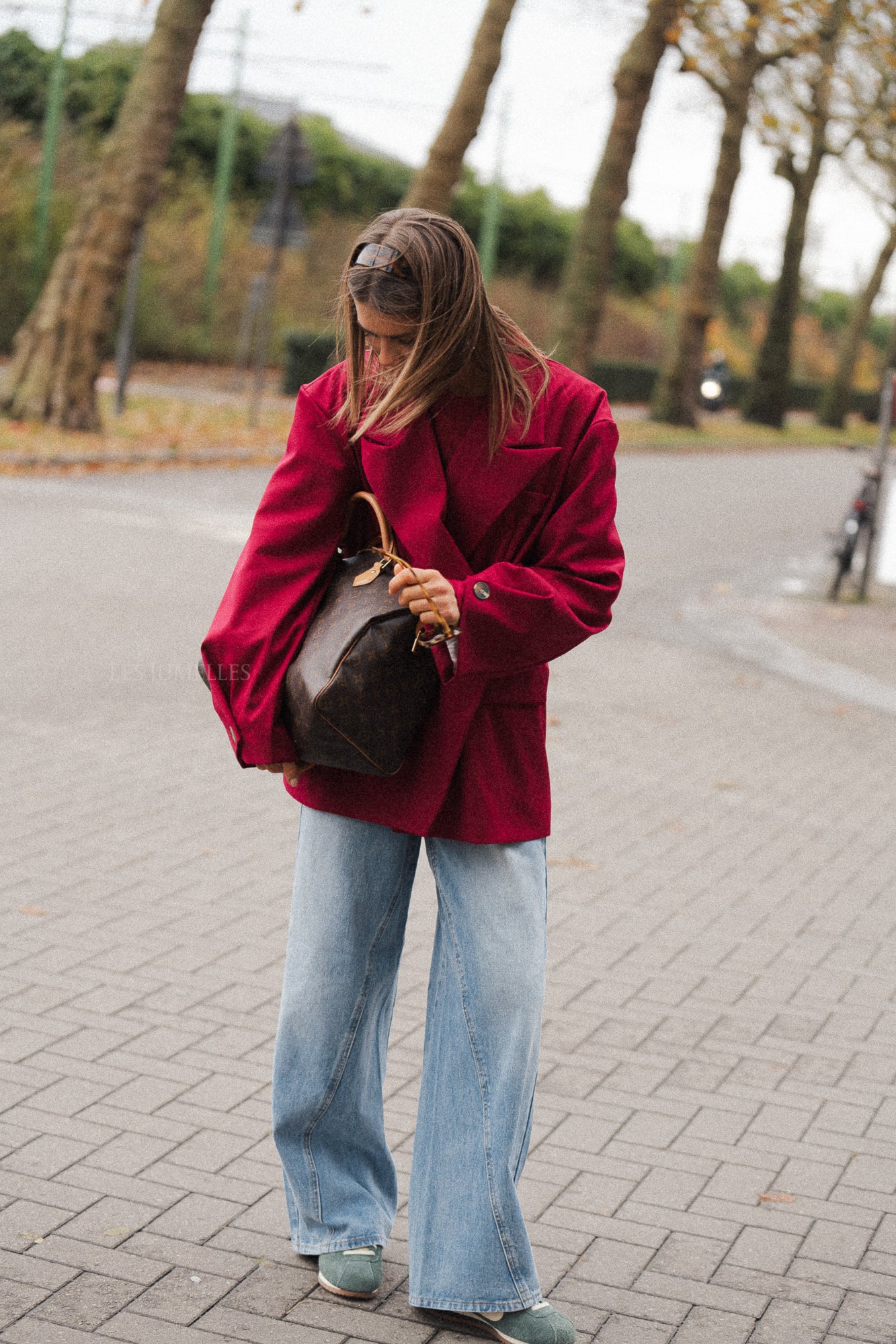 Clara oversized blazer cherry red