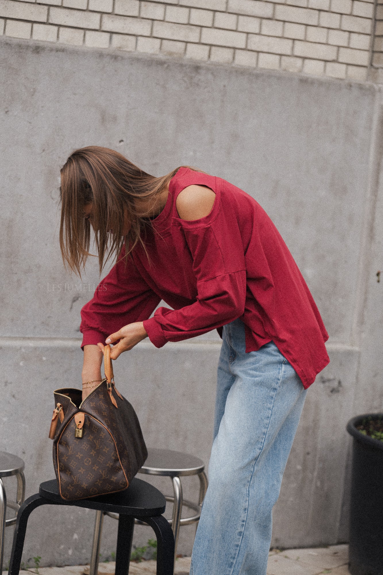 Kate asymmetric shirt cherry red