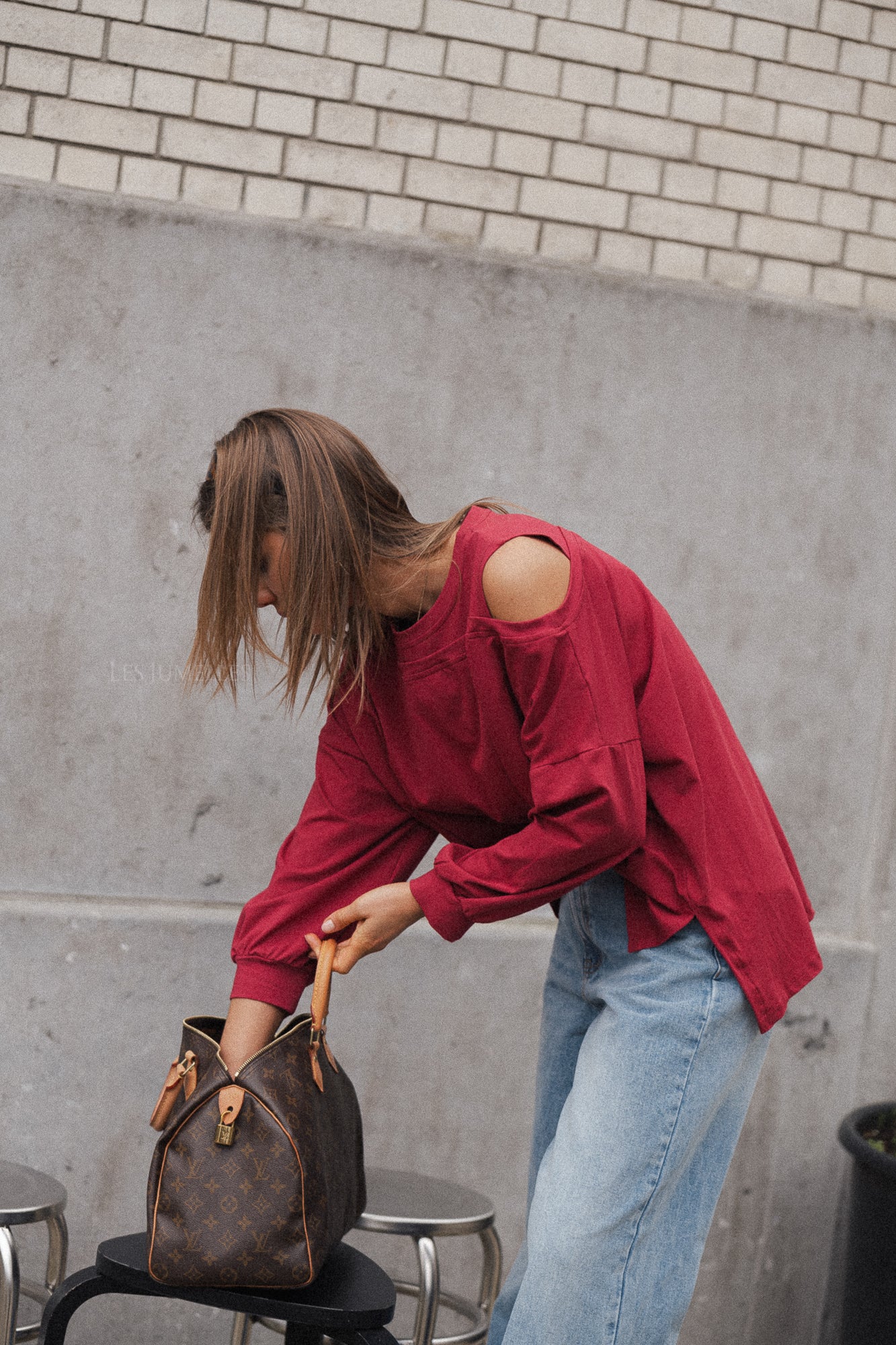 Kate asymmetric shirt cherry red