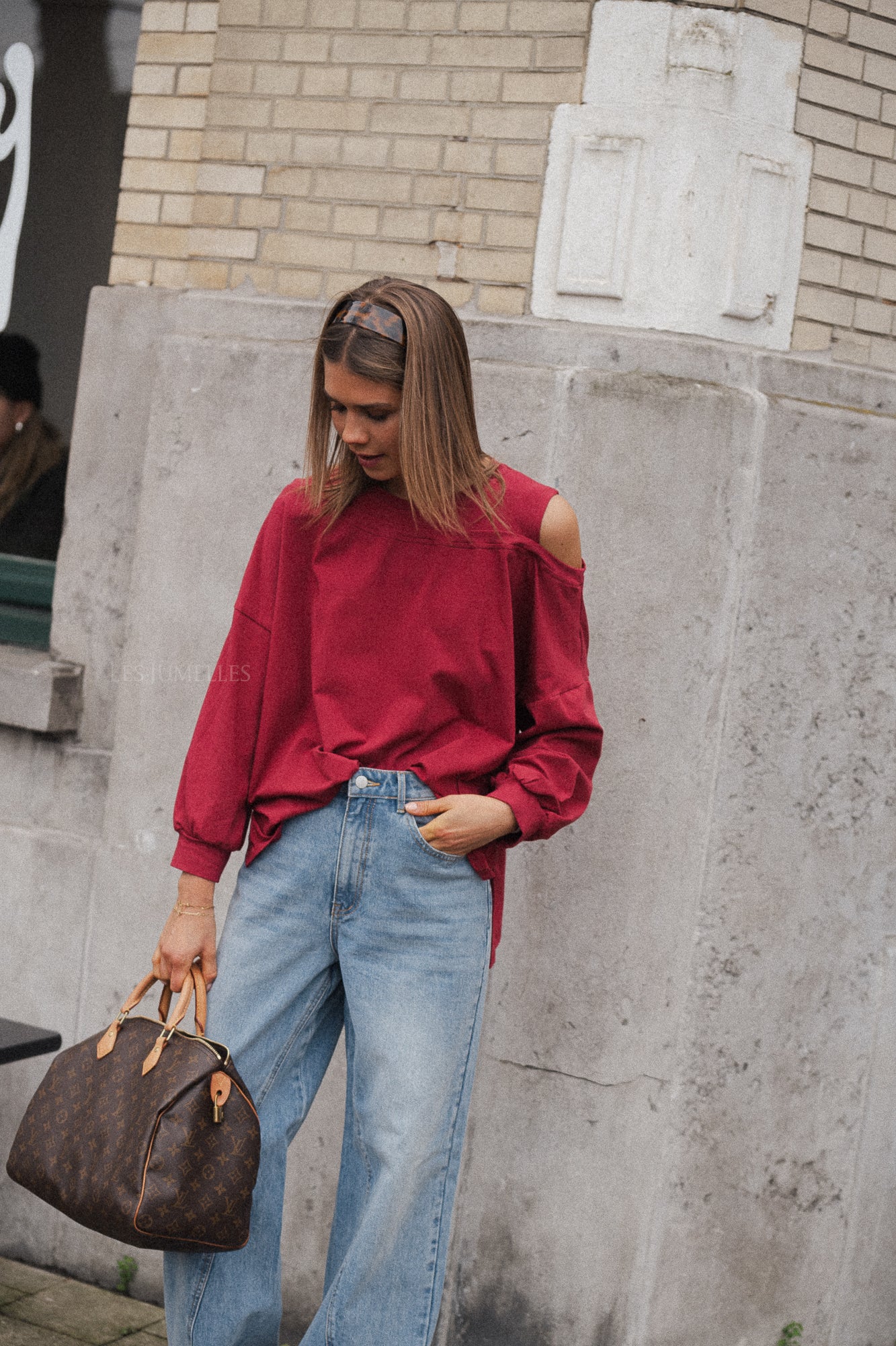 Kate asymmetric shirt cherry red