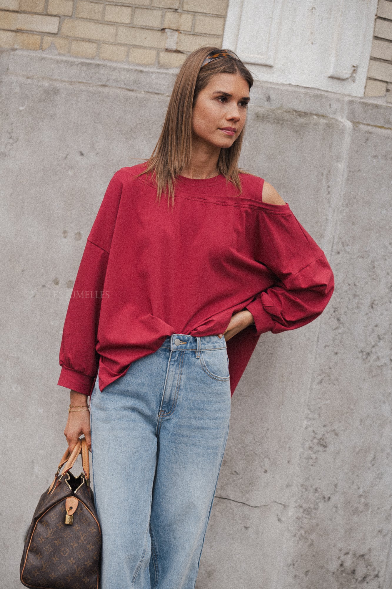 Kate asymmetric shirt cherry red