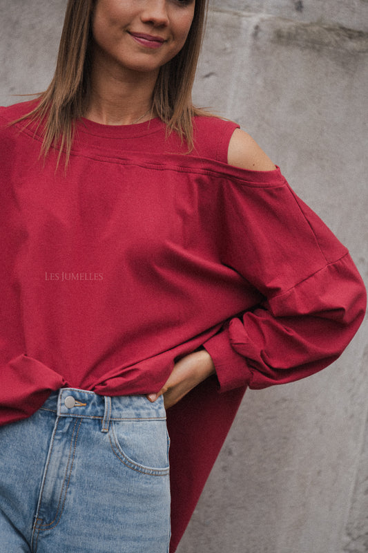 Les Jumelles Kate asymmetric shirt cherry red