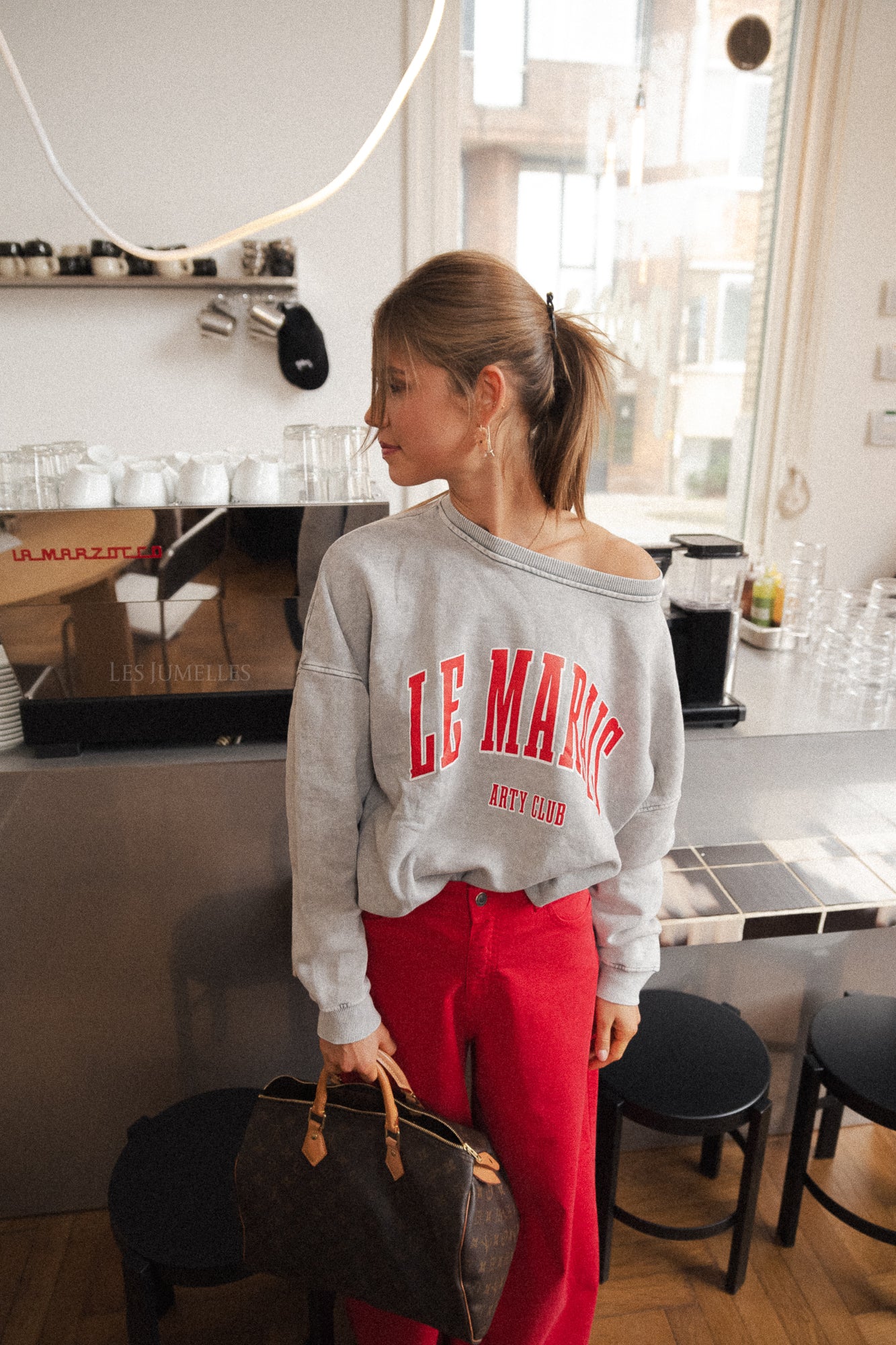 Le Marais sweater washed grey/red