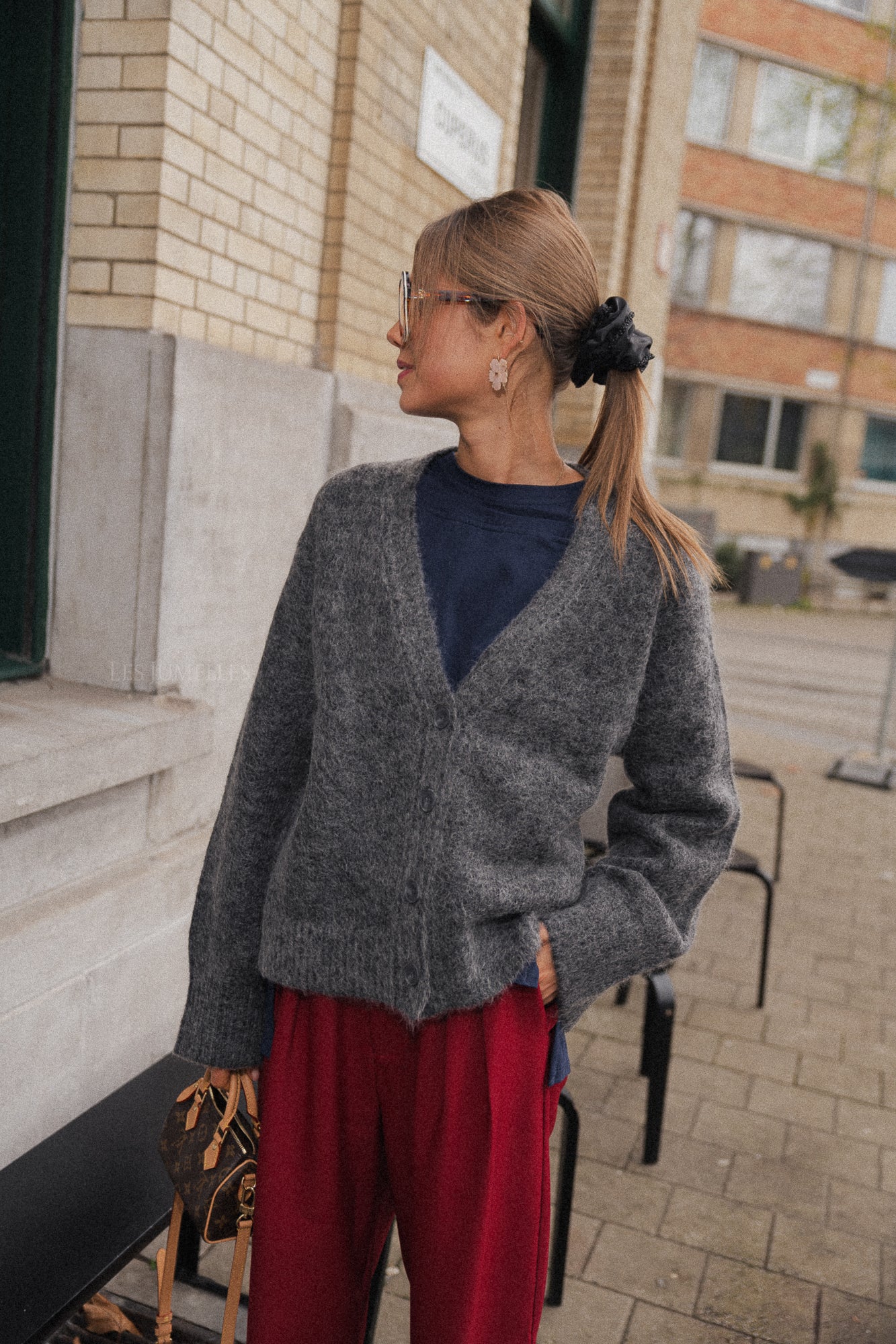 Onorina mohair cardigan dark grey mélange