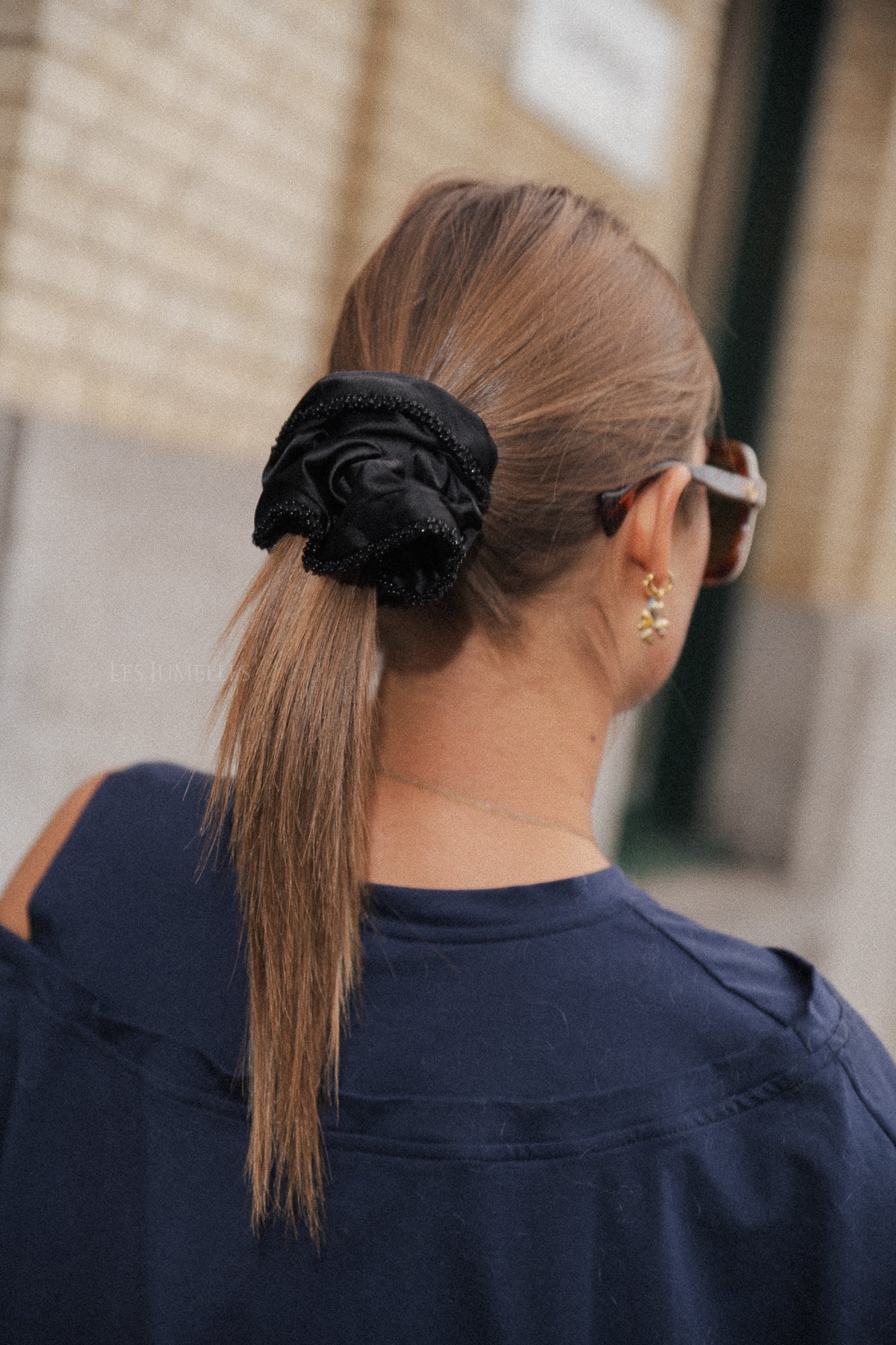 Luster Bead Scrunchie Schwarz