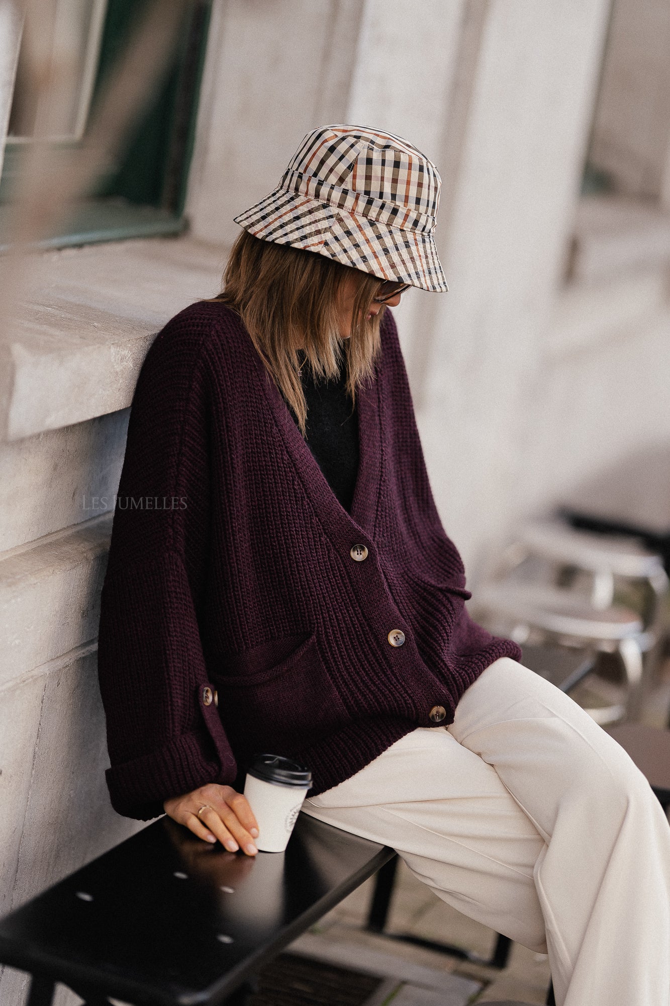 Noemie knitted cardigan burgundy