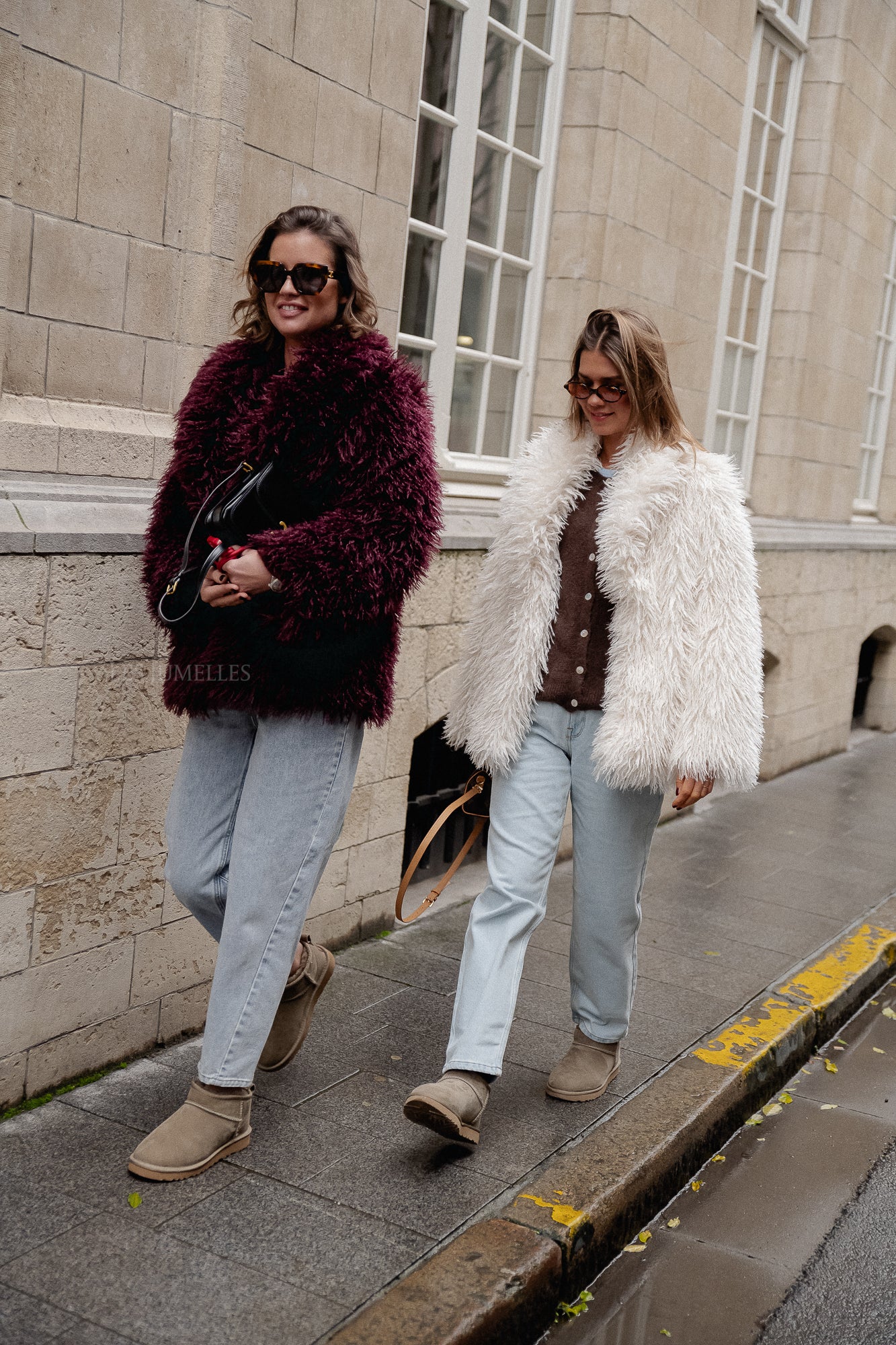 Cameron faux shearling coat burgundy