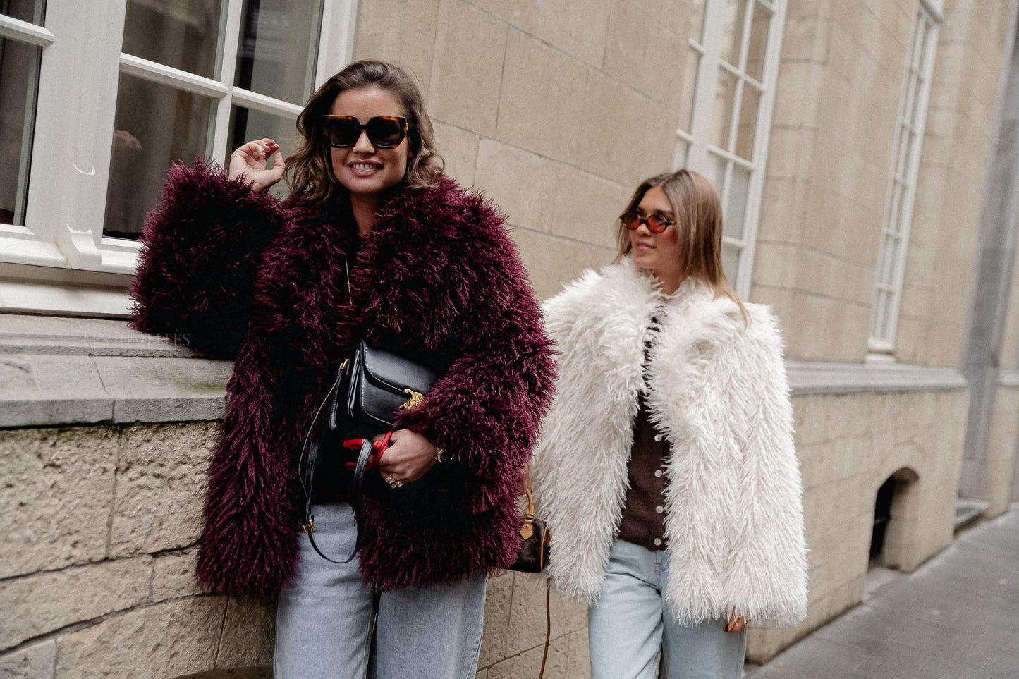 Cameron faux shearling coat burgundy