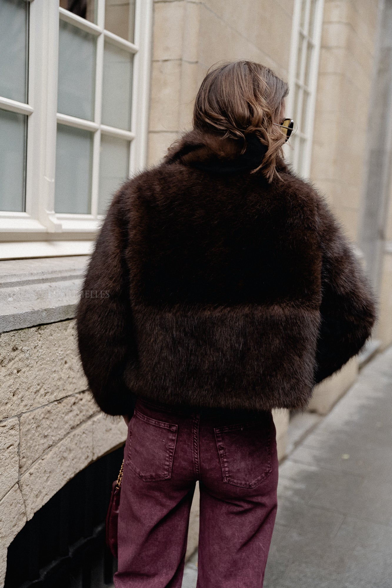 Grace faux fur coat hot chocolate