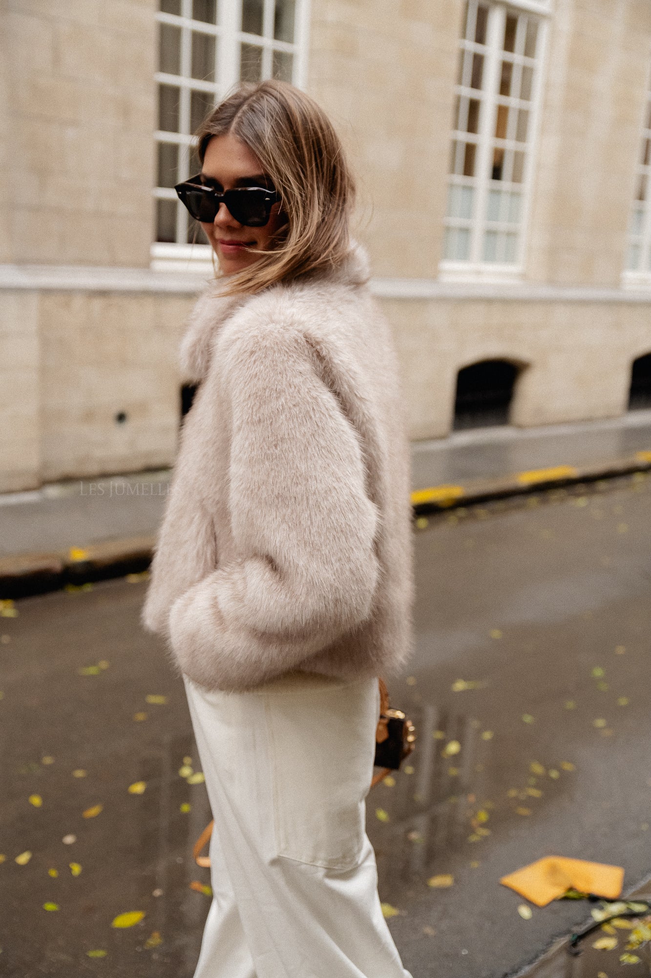 Grace faux fur coat beige