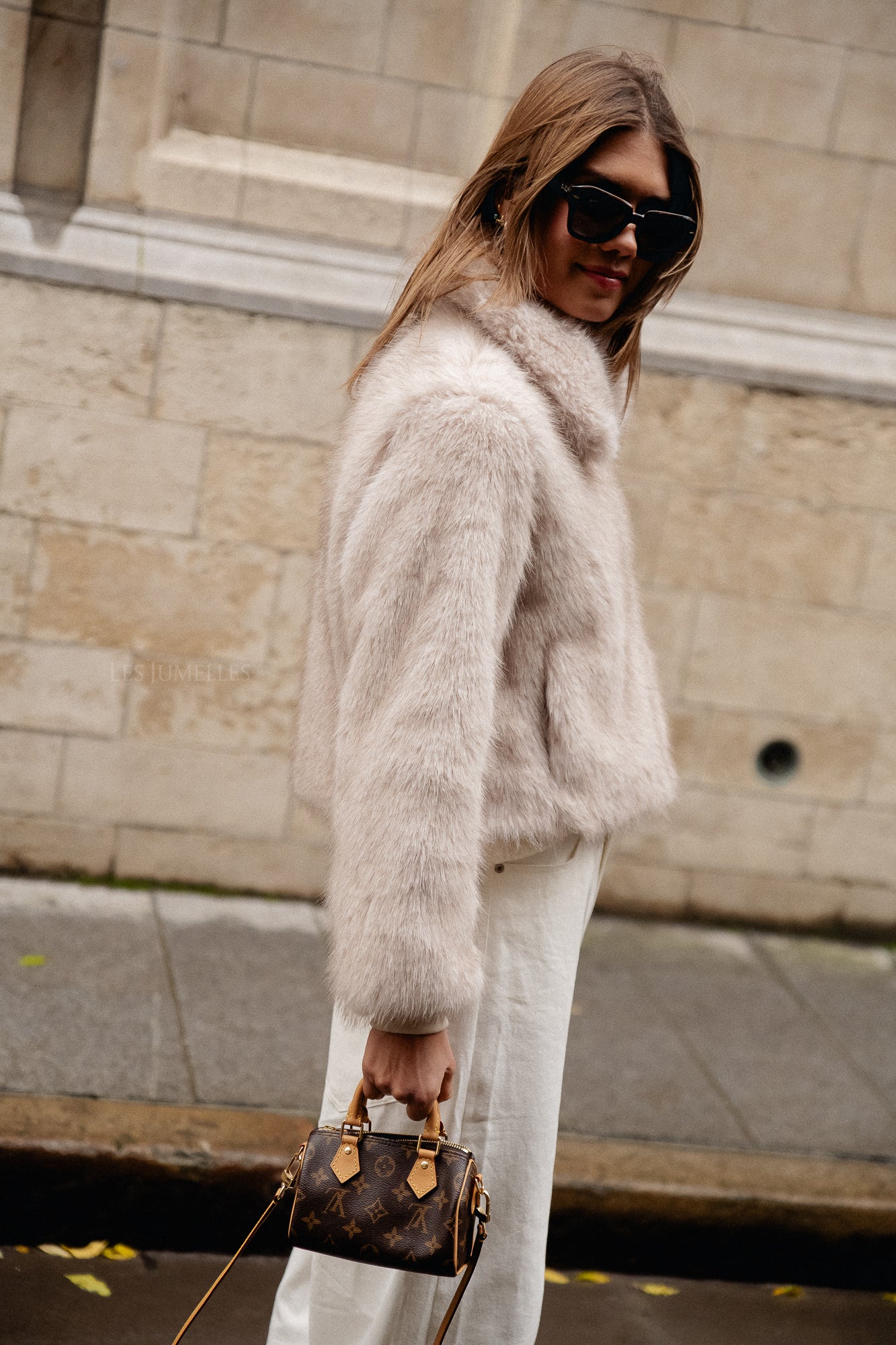 Grace faux fur coat beige