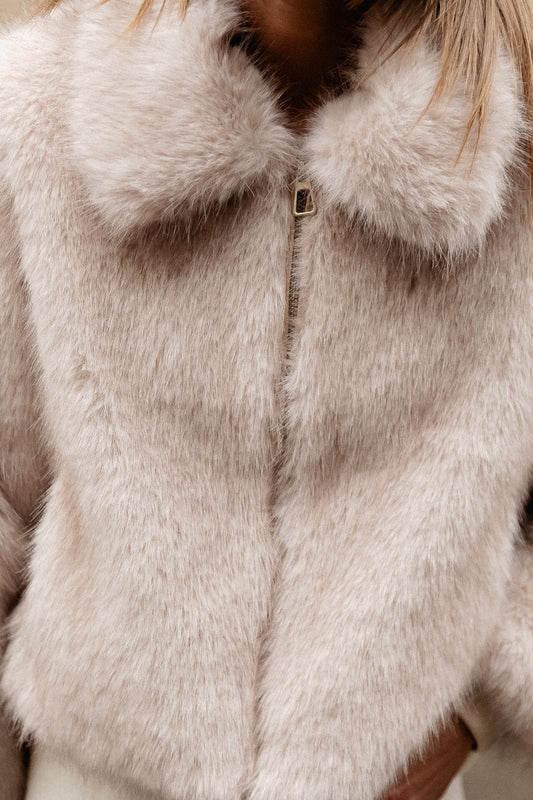 Les Jumelles Grace faux fur coat beige