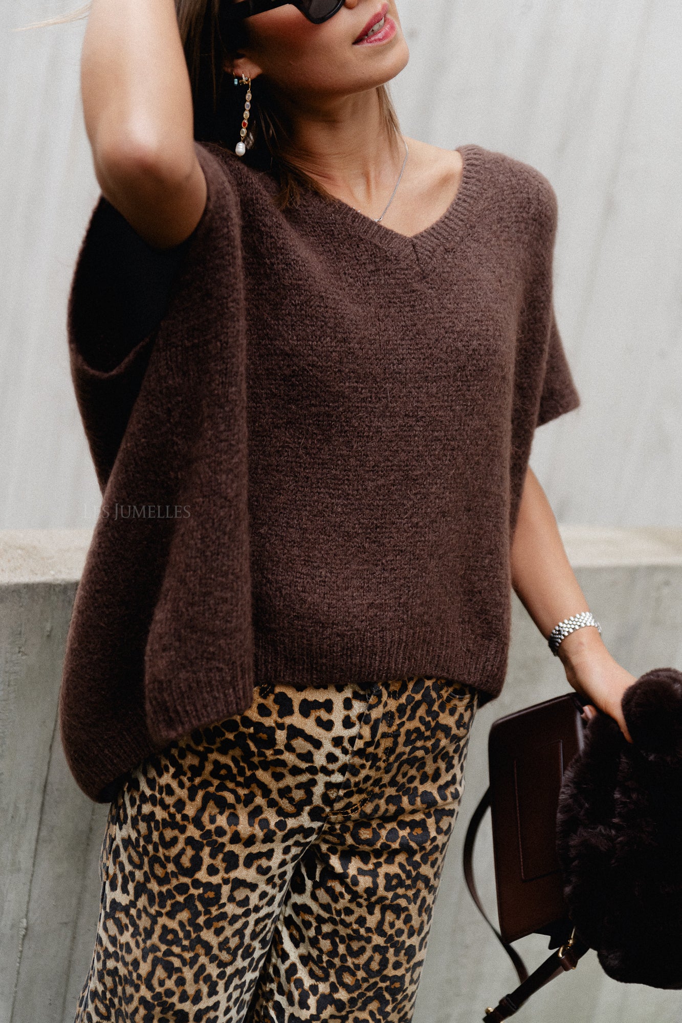 Camille mohair knit vest brown