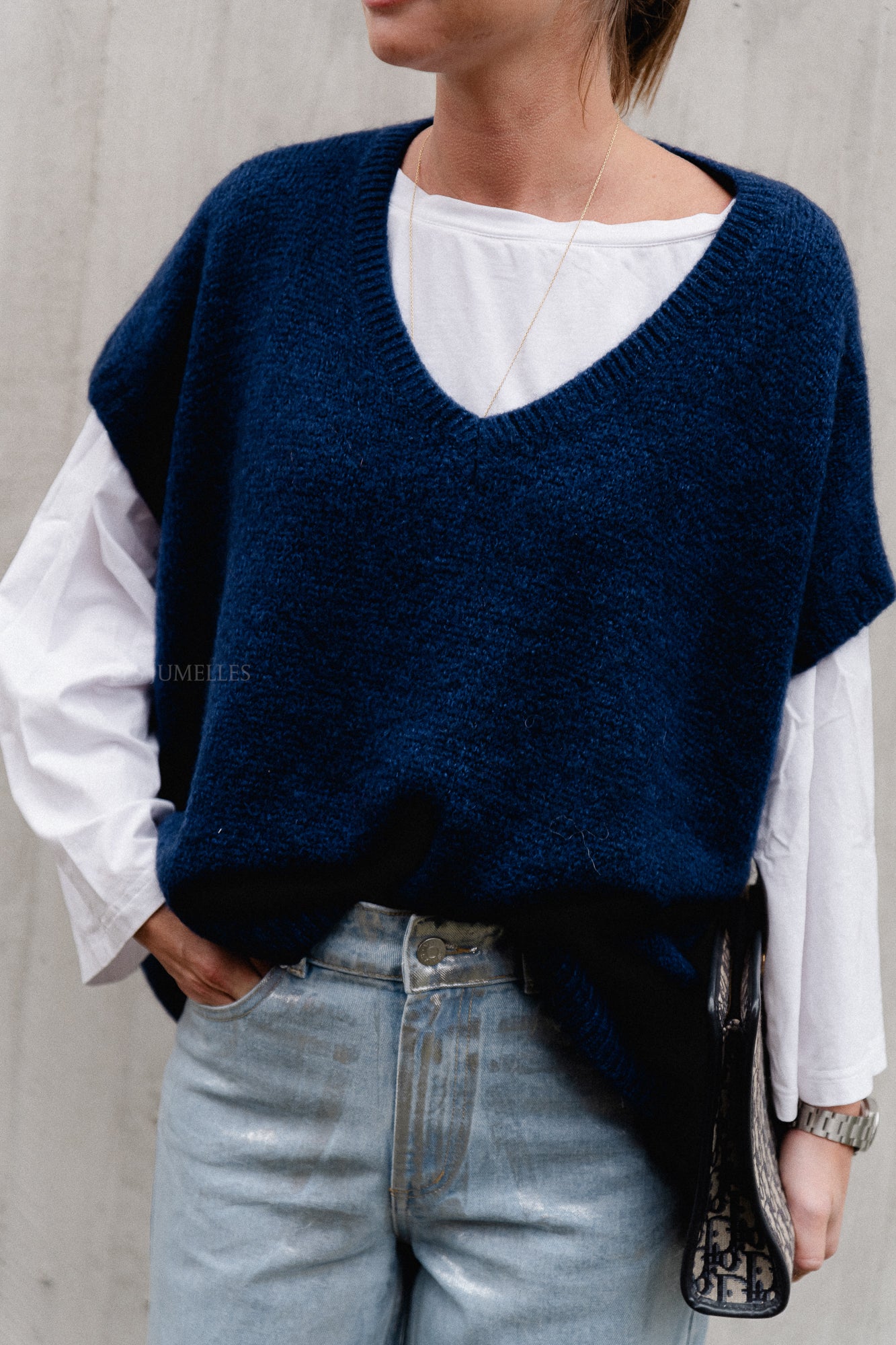 Camille Mohair-Strickweste in Navy