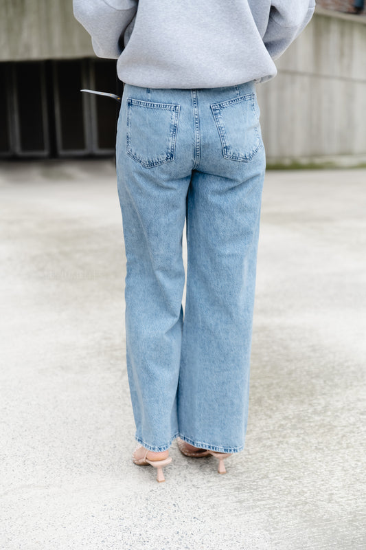 Les Jumelles VIBelen HW wide jeans light blue denim