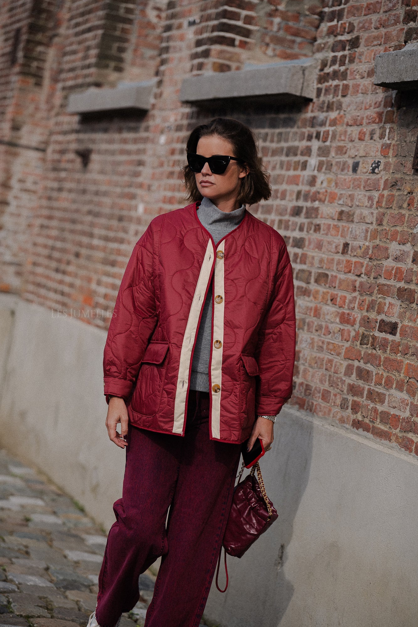 Leonie quilted jacket red