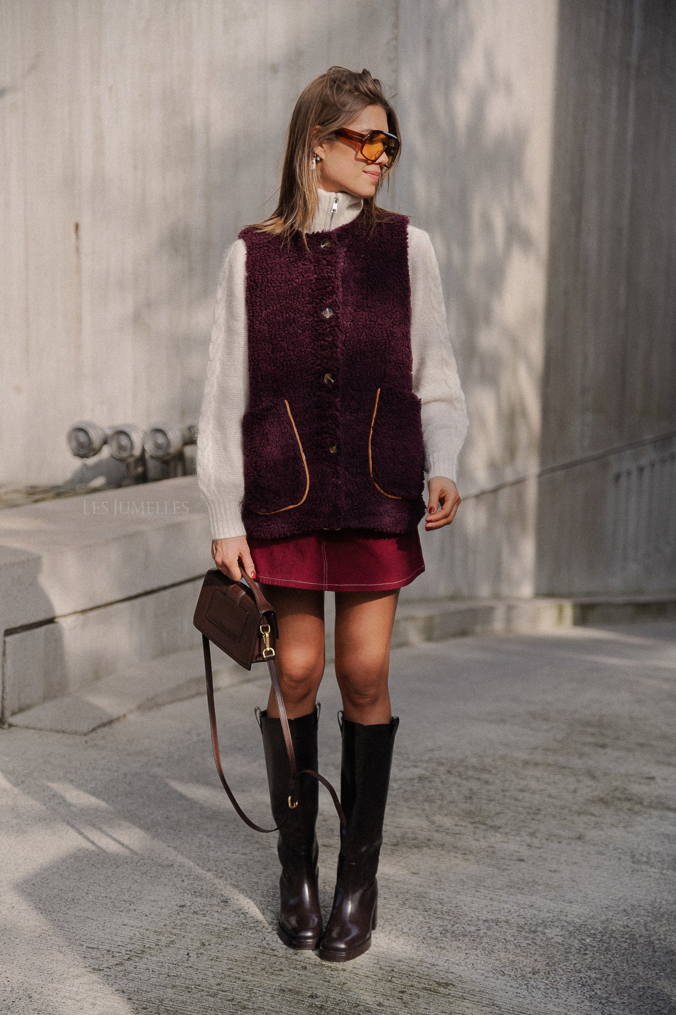 Isla teddy waistcoat plum