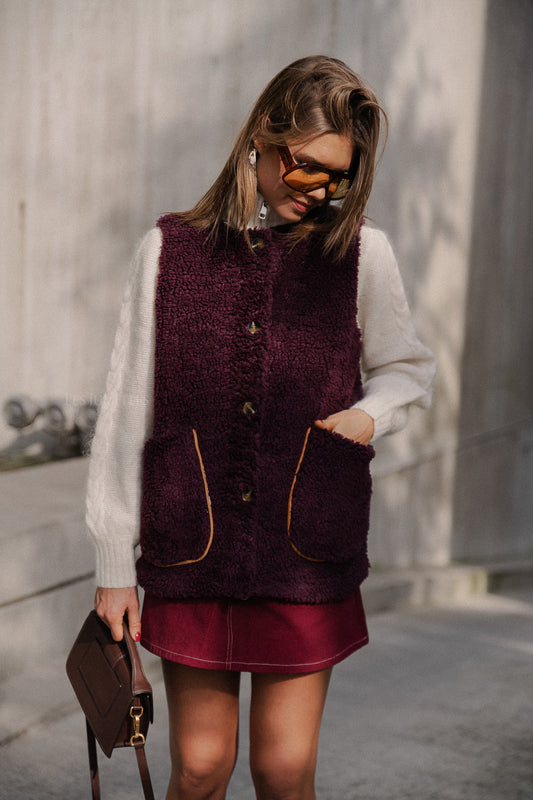 Les Jumelles Isla teddy waistcoat plum