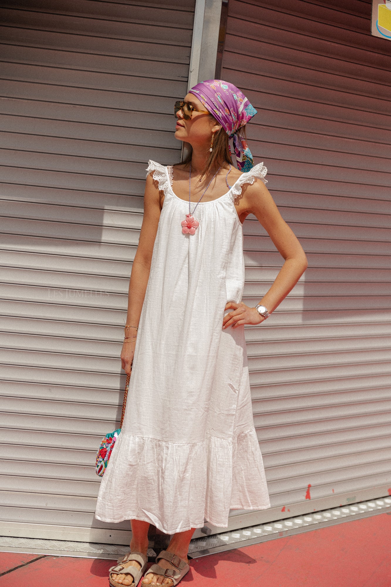 YASLoulou strap long dress star white