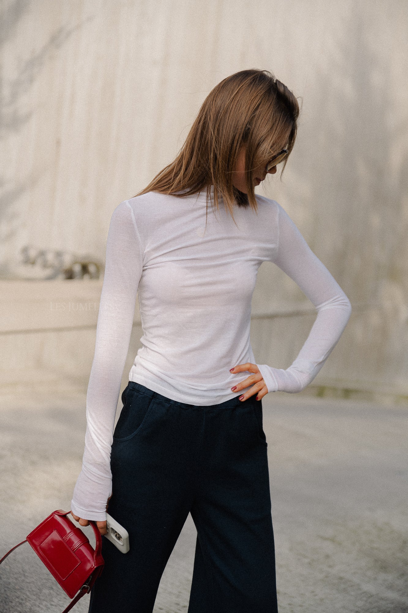 Michelle rollneck top white