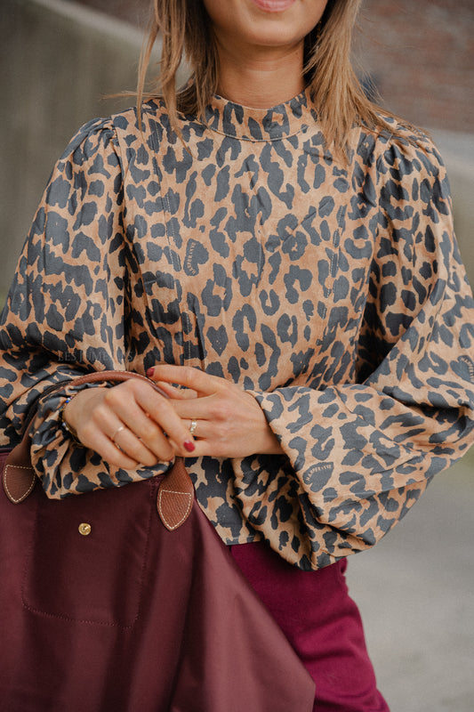 Les Jumelles Floor LS blouse lexie leopard