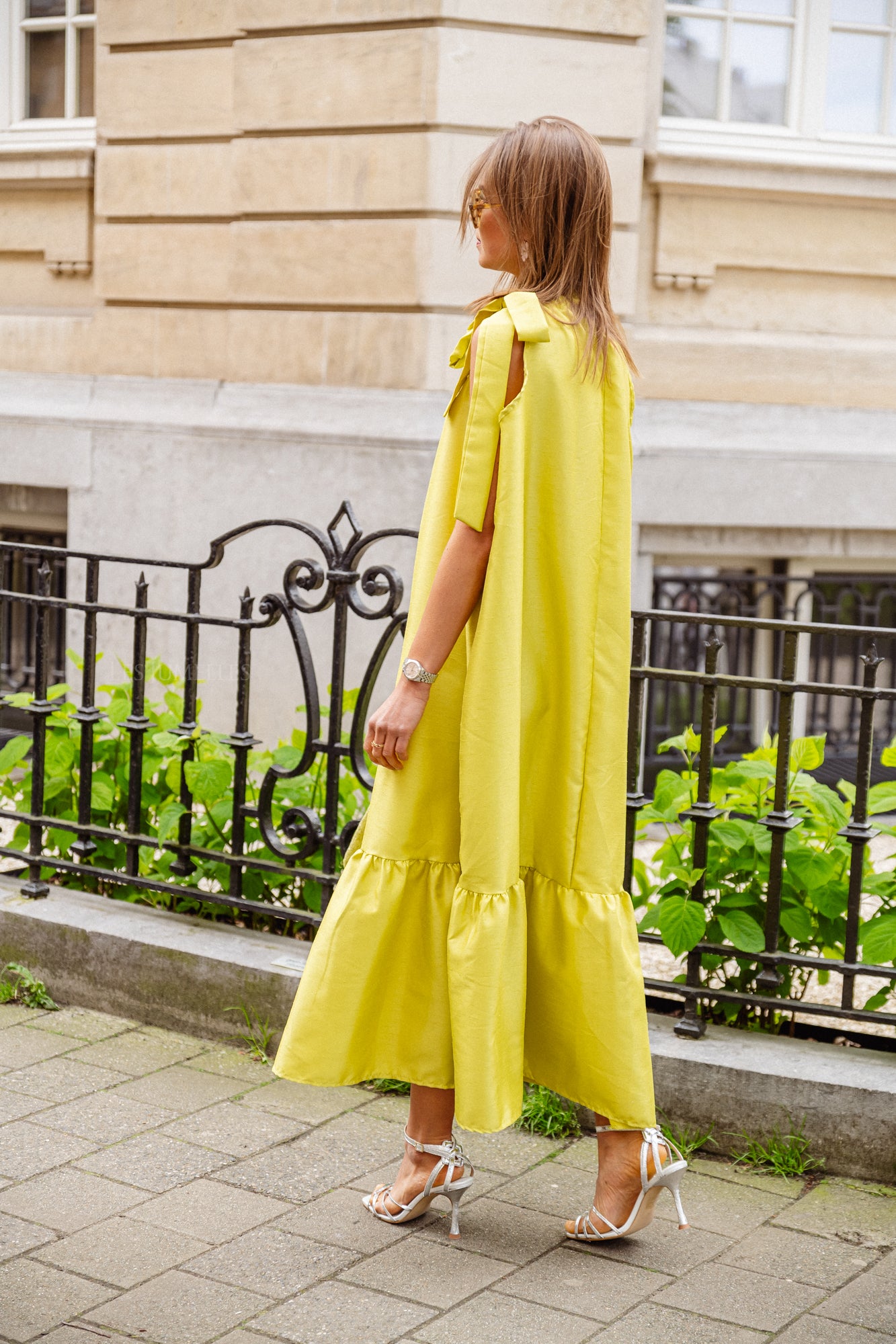 Ella halterneck maxi dress lime