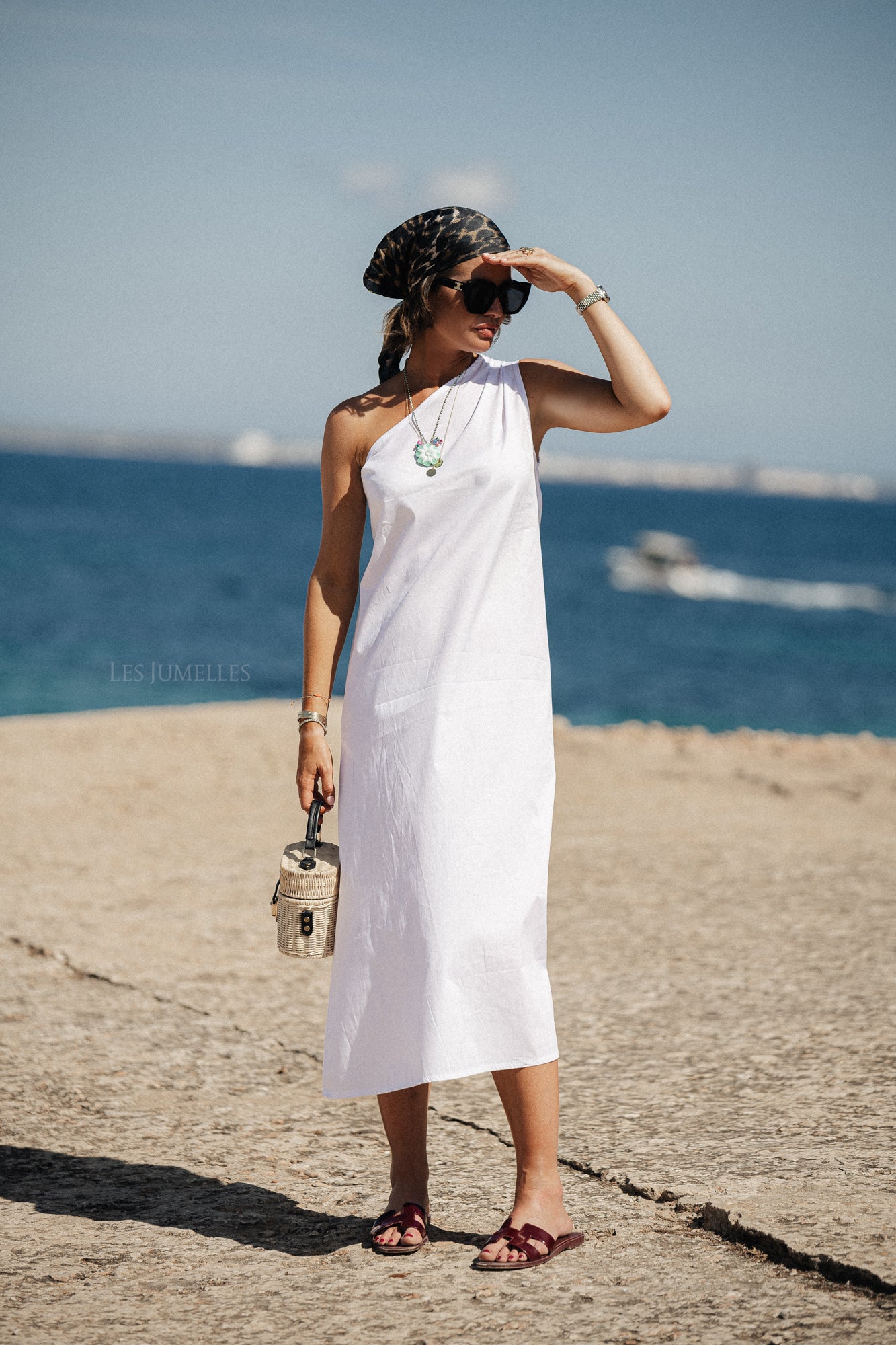 Sarah one shoulder maxi dress white