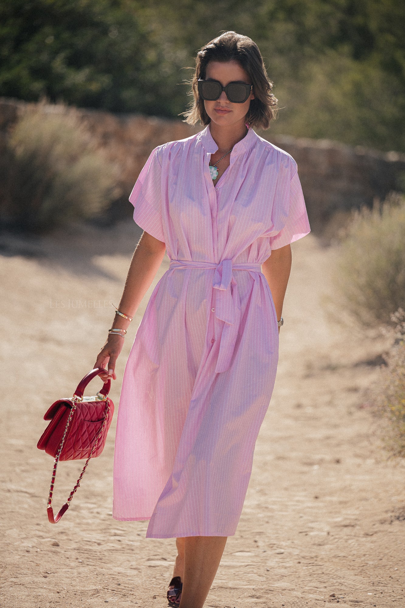 Esmee striped maxi dress pink