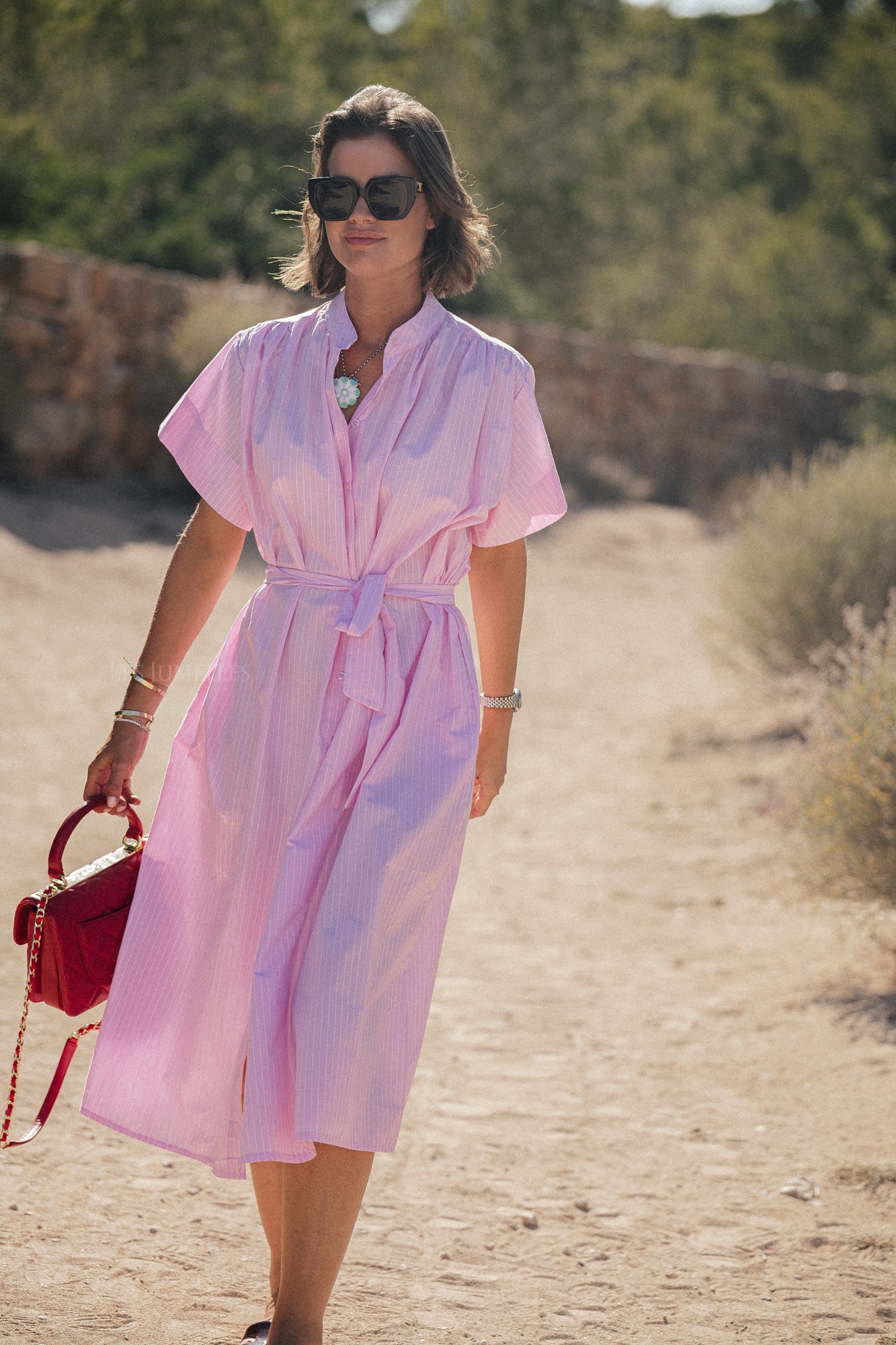 Esmee striped maxi dress pink