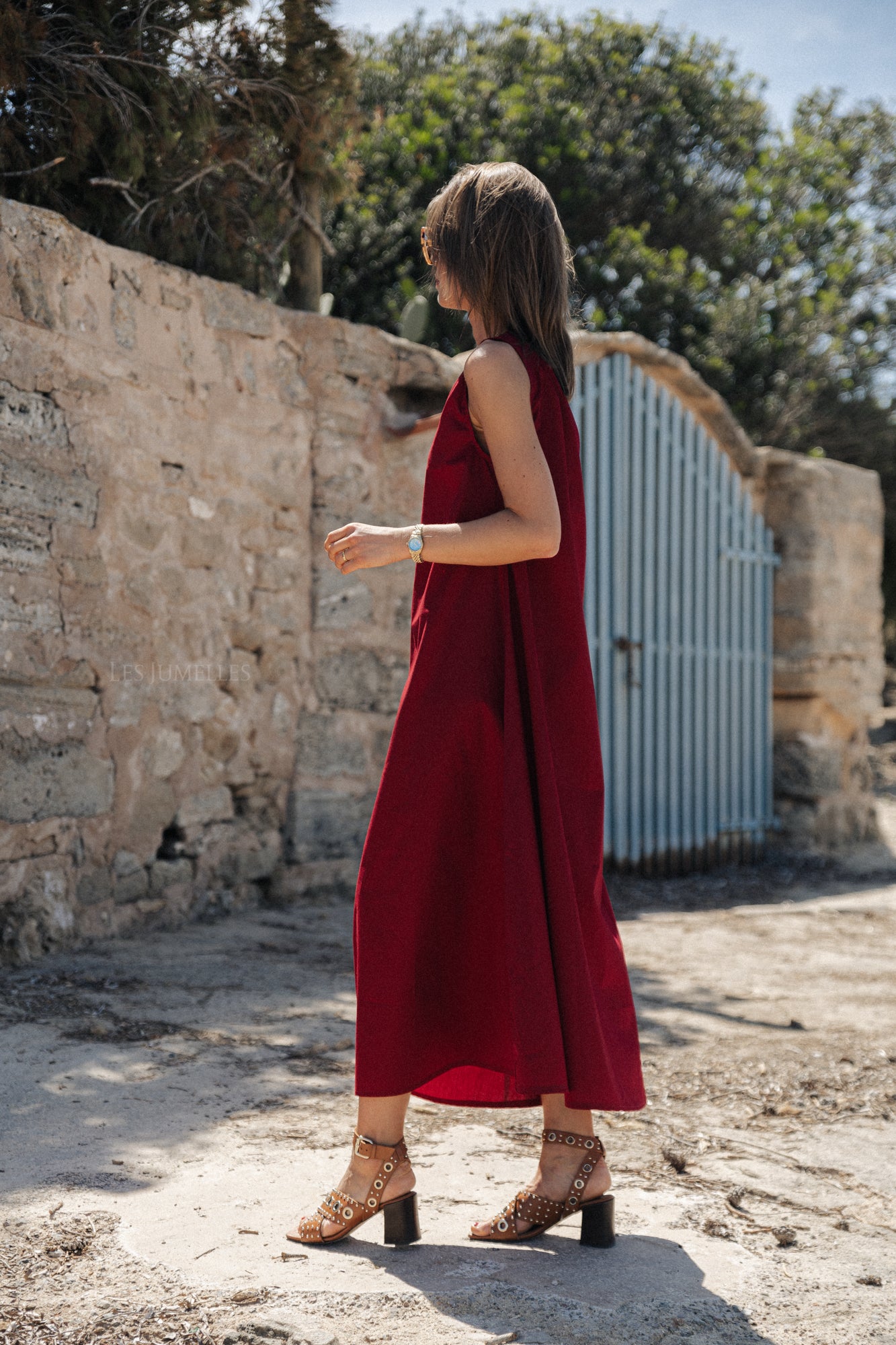 Sarah one shoulder maxi dress bordeaux