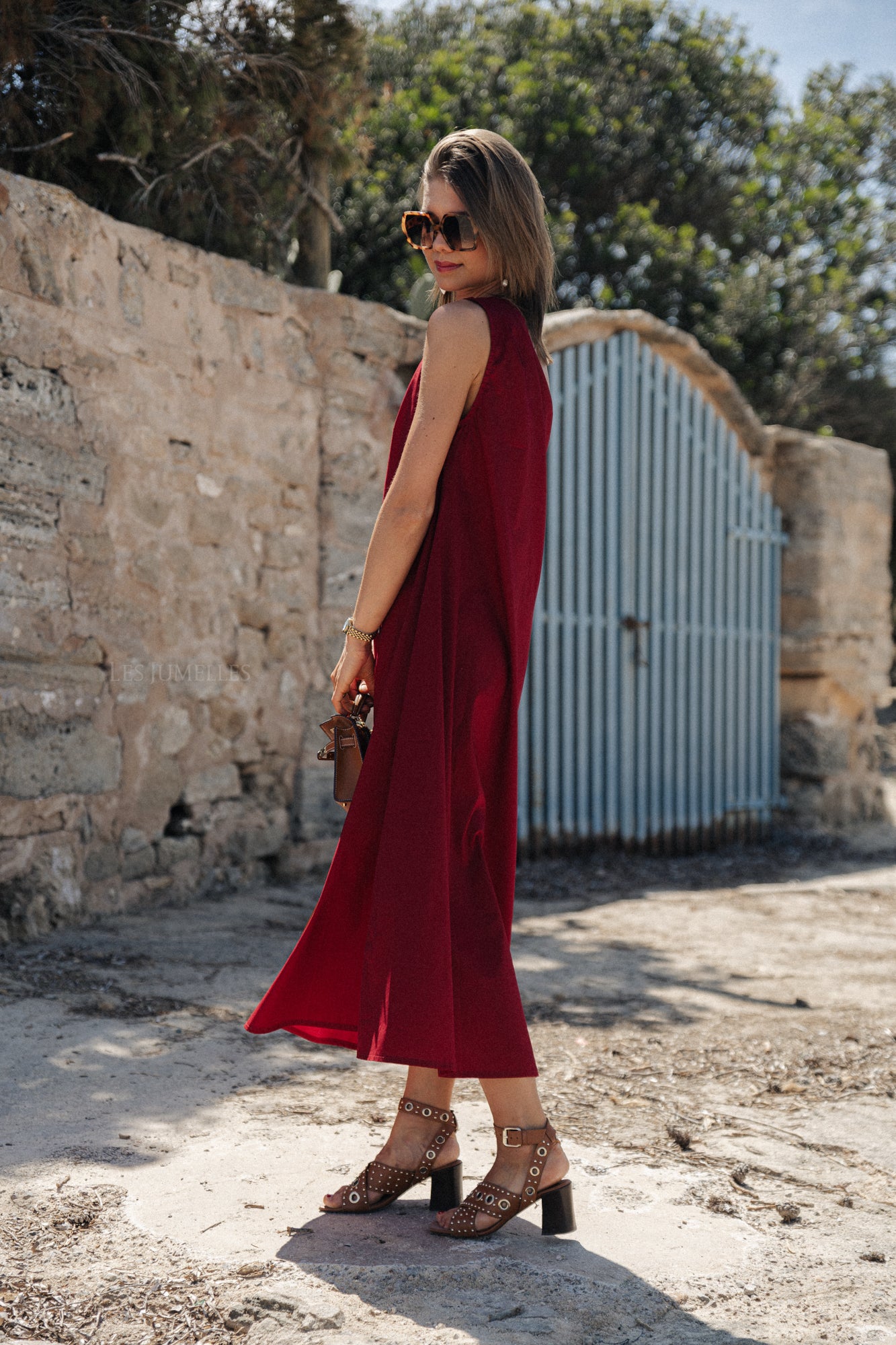 Sarah one shoulder maxi dress bordeaux