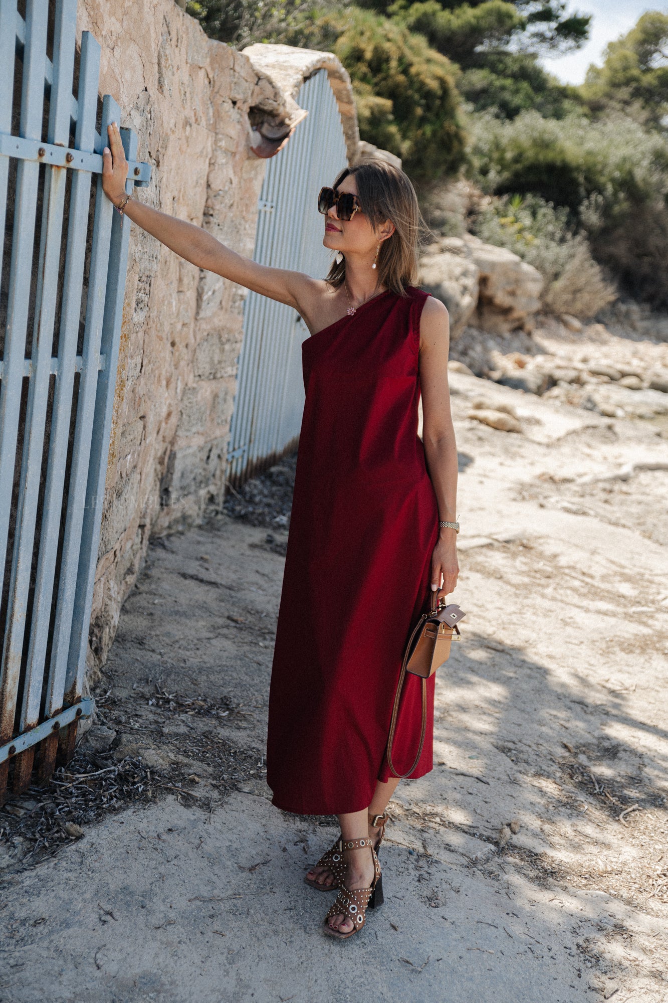 Sarah one shoulder maxi dress bordeaux