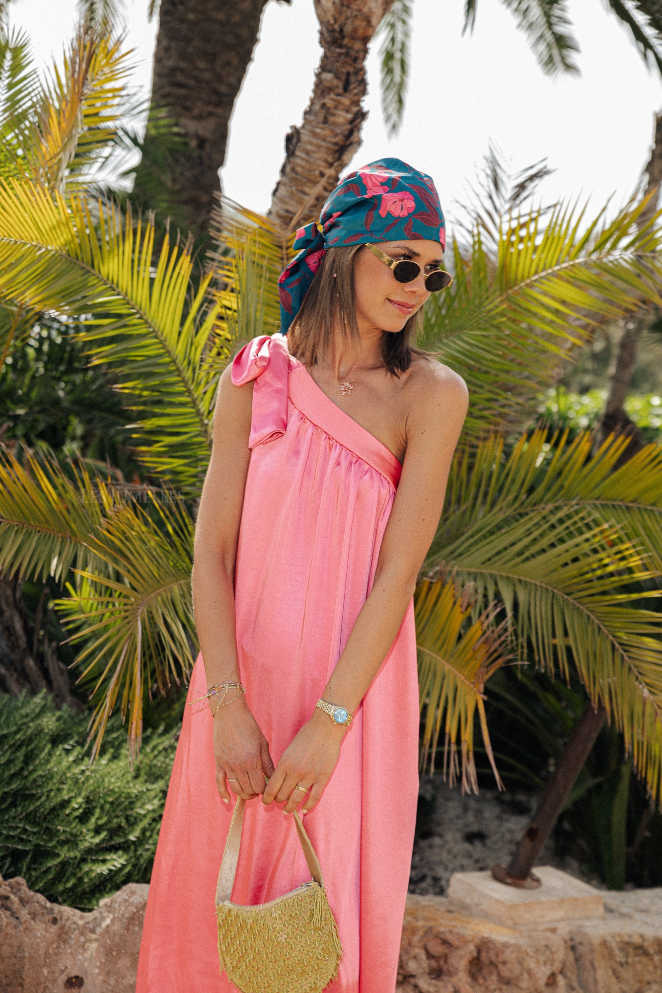 Emma one shoulder maxi dress candy pink