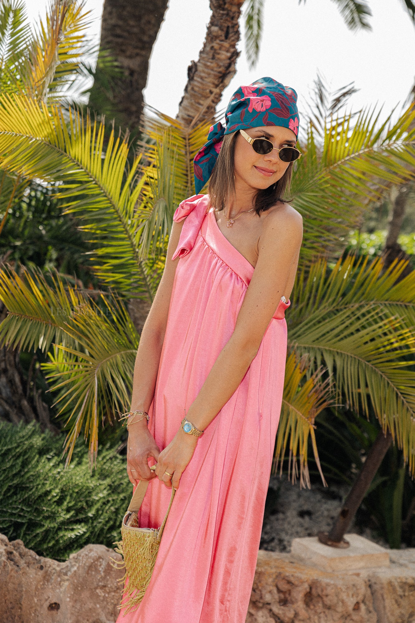 Emma one shoulder maxi dress candy pink