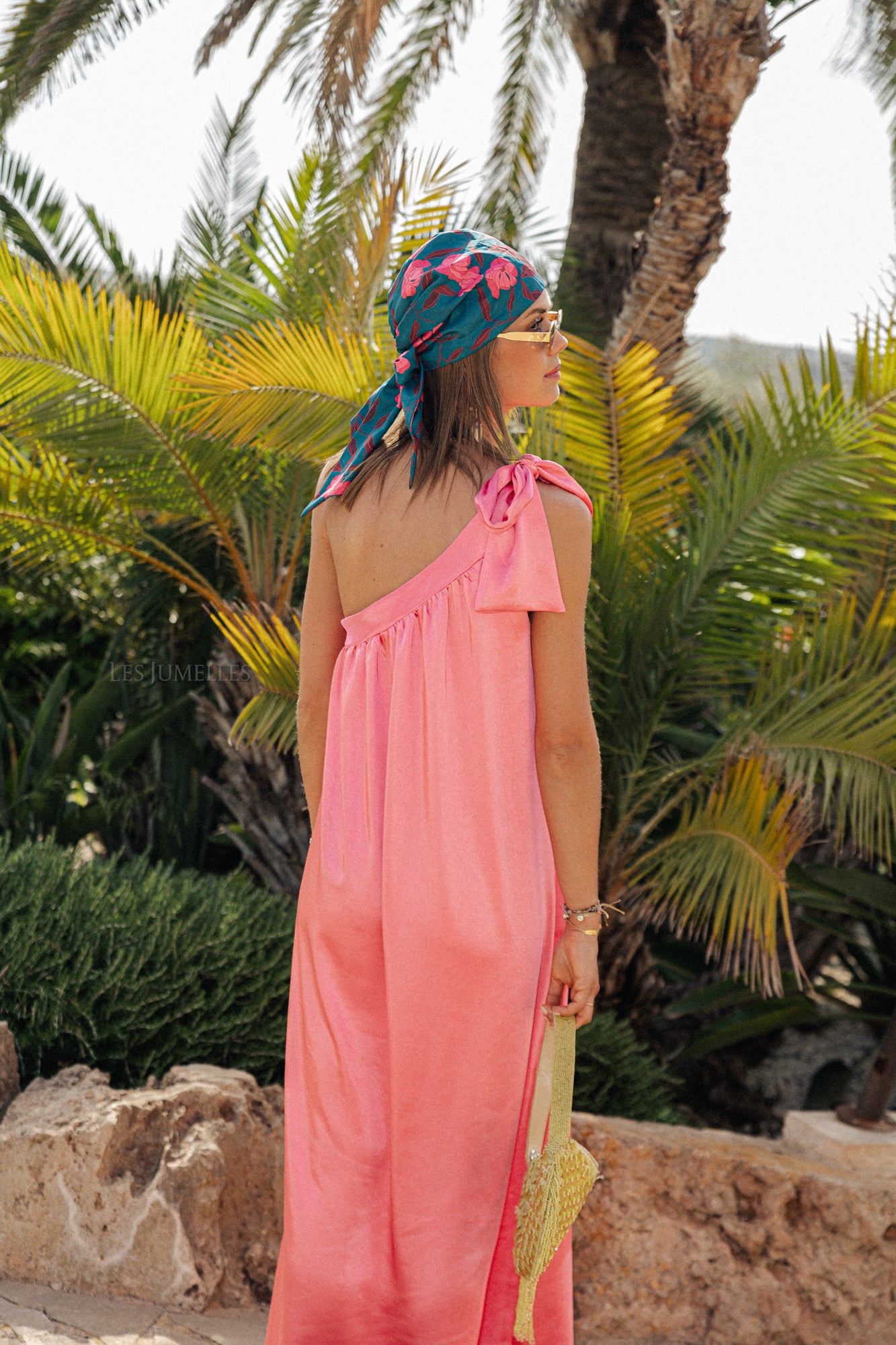 Emma one shoulder maxi dress candy pink