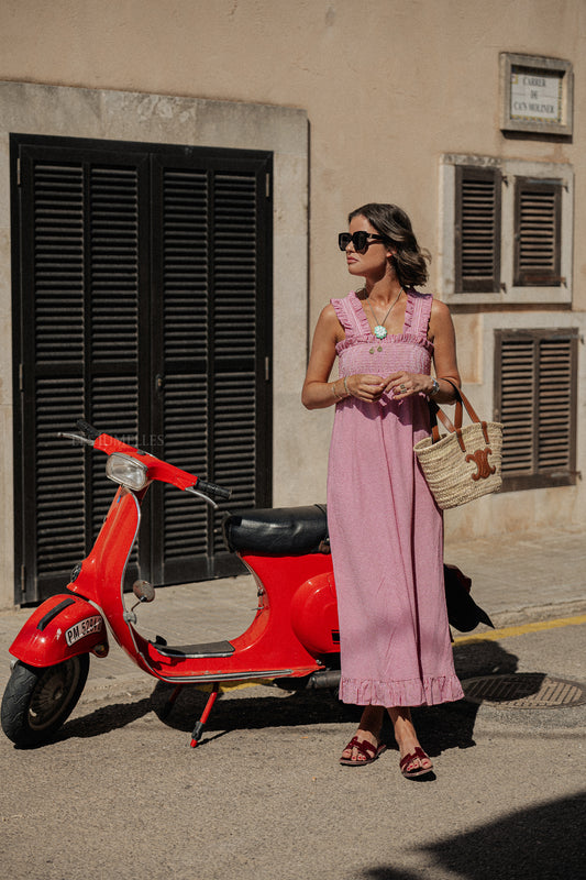 Les Jumelles Susie seersucker dress red checks